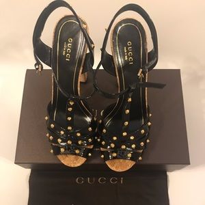 Gucci cork heel sandals ; size 38